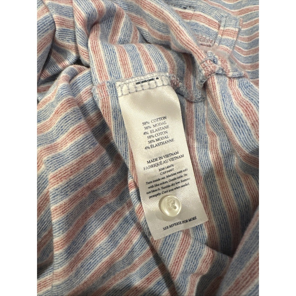 Faherty Polo Shirt Mens Medium Blue Striped Jersey‎ Chest Casual - Picture 5 of 5